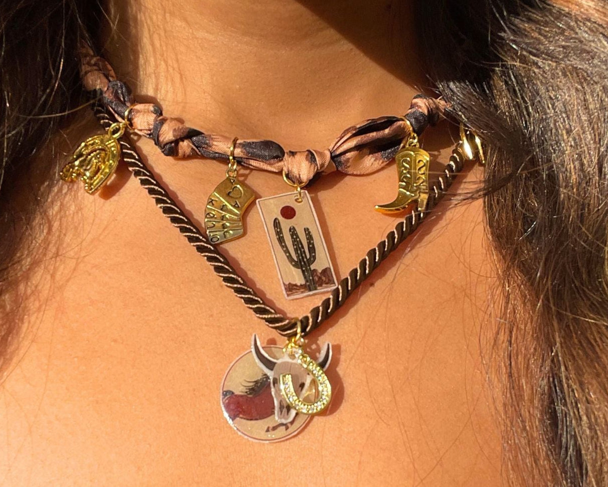 Western Cacti Scarf Necklace