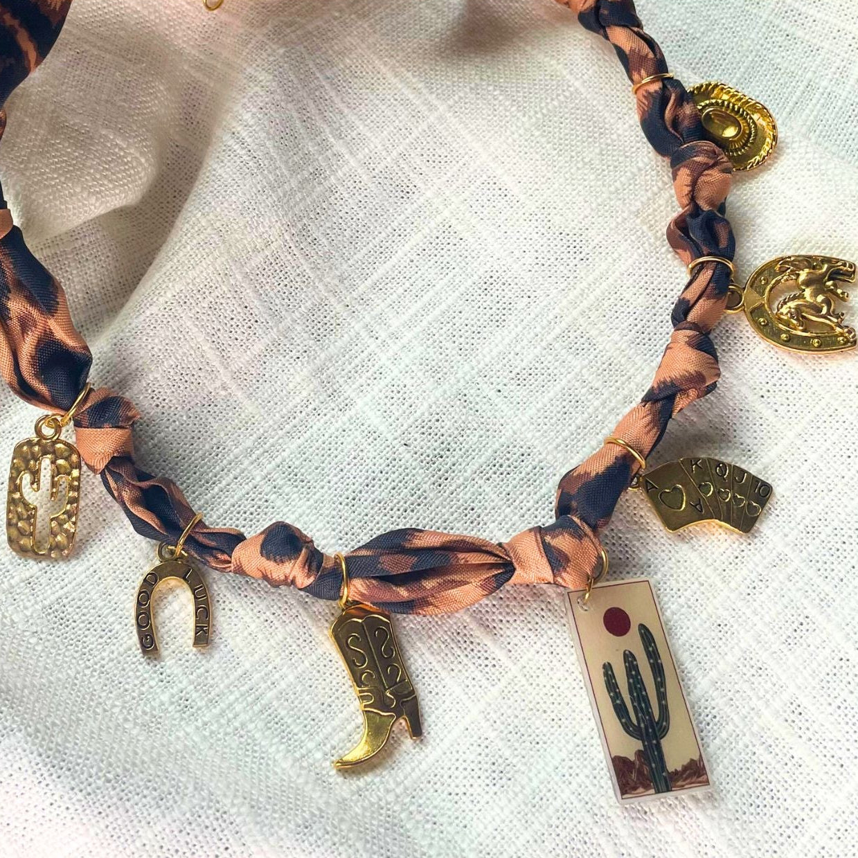 Western Cacti Scarf Necklace