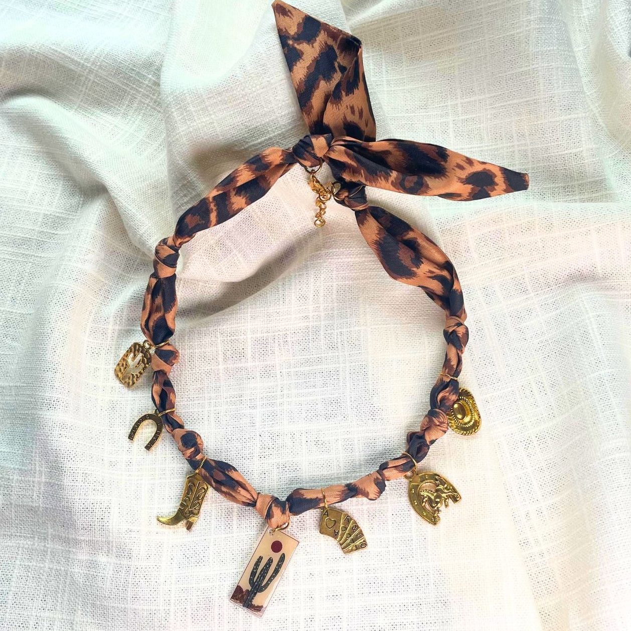 Western Cacti Scarf Necklace