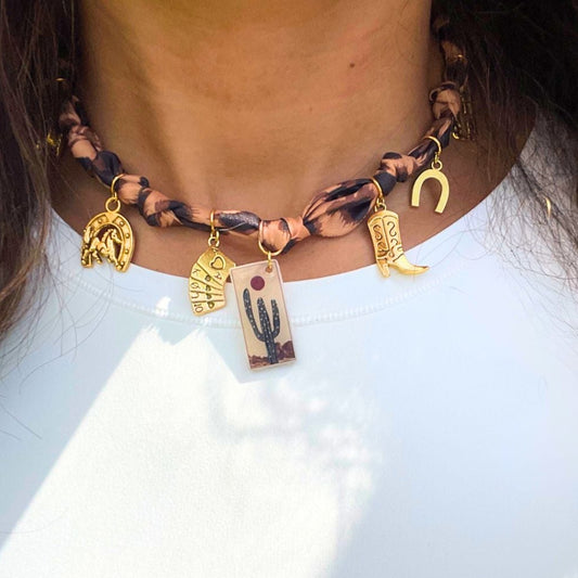 Western Cacti Scarf Necklace