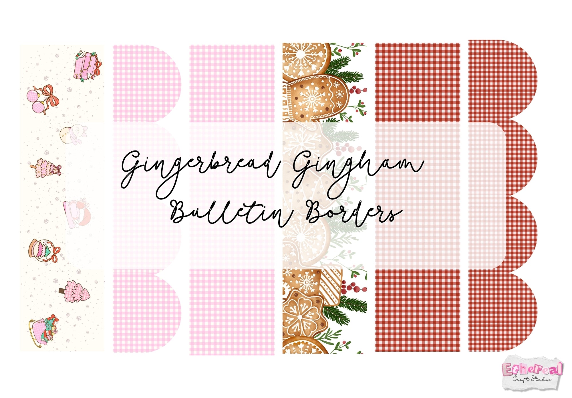 Gingerbread Gingham Holiday Bulletin Borders