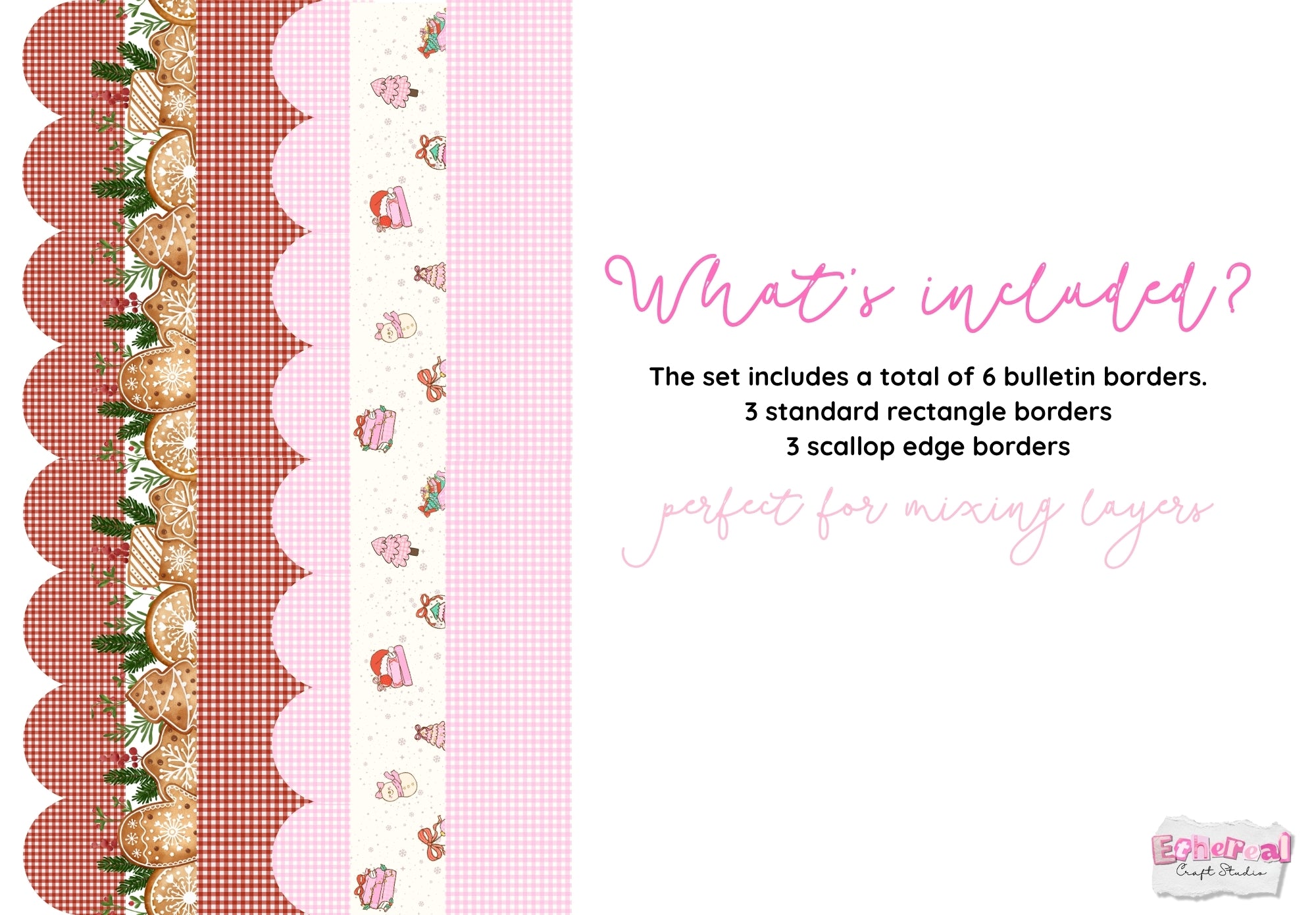 Gingerbread Gingham Holiday Bulletin Borders