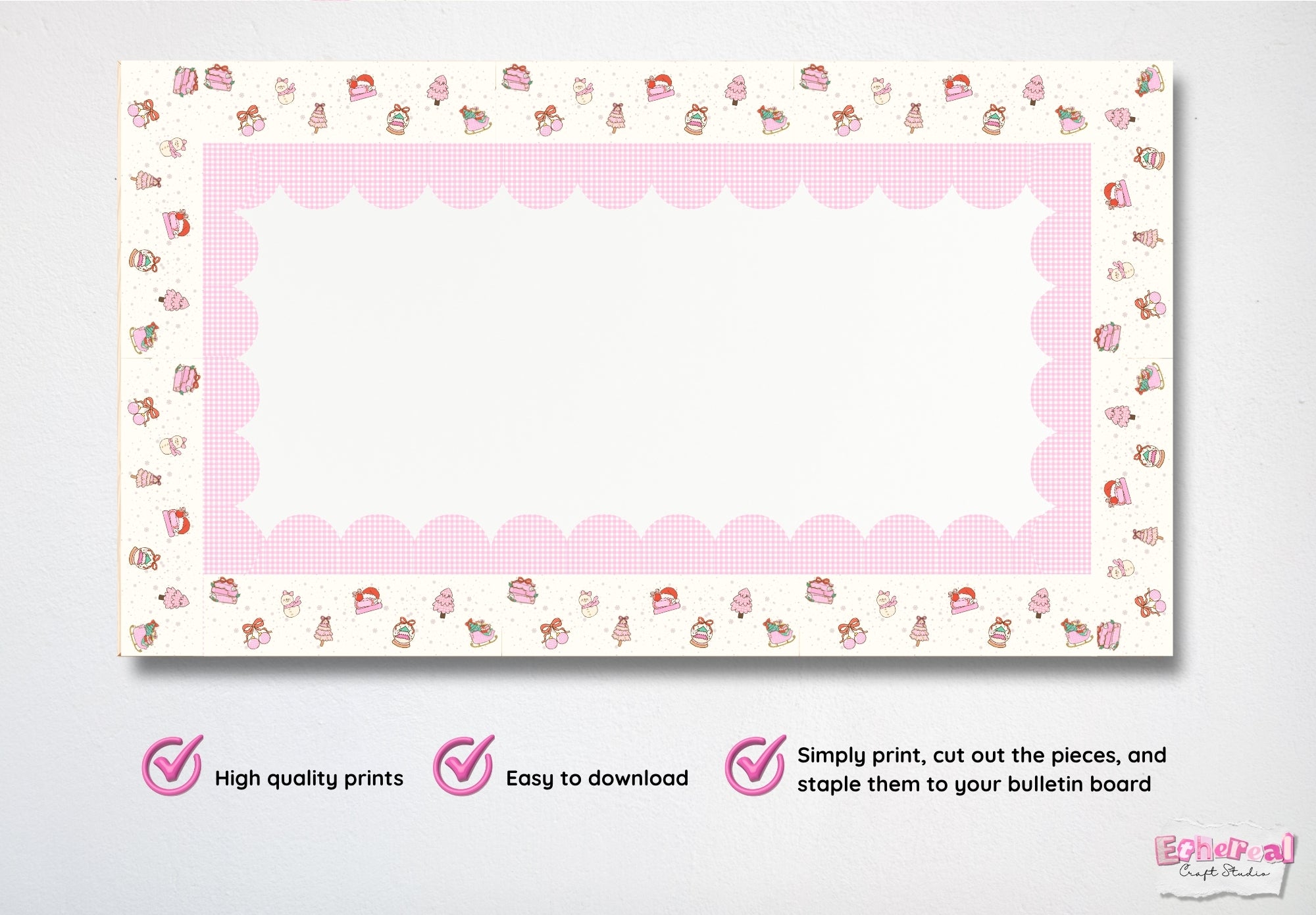 Gingerbread Gingham Holiday Bulletin Borders