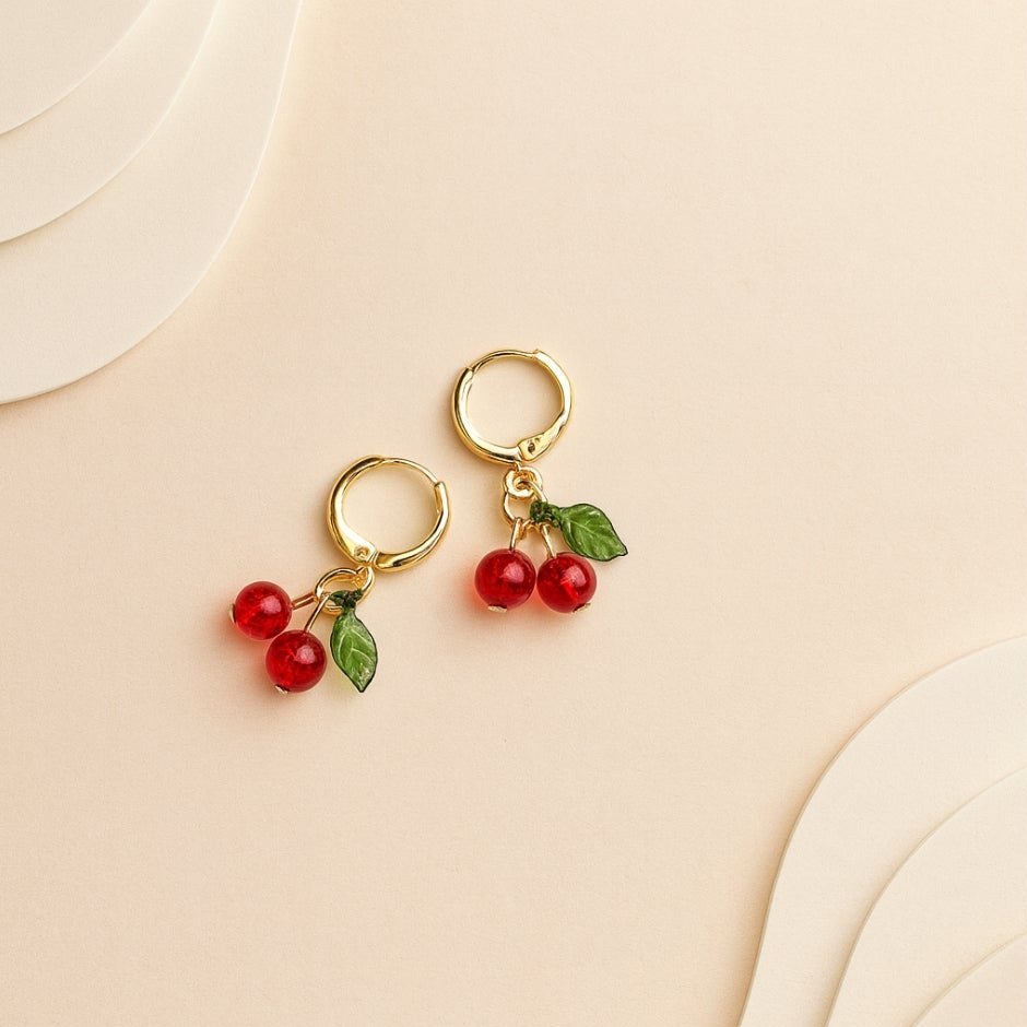 Huggie Cherry Hoop Earrings