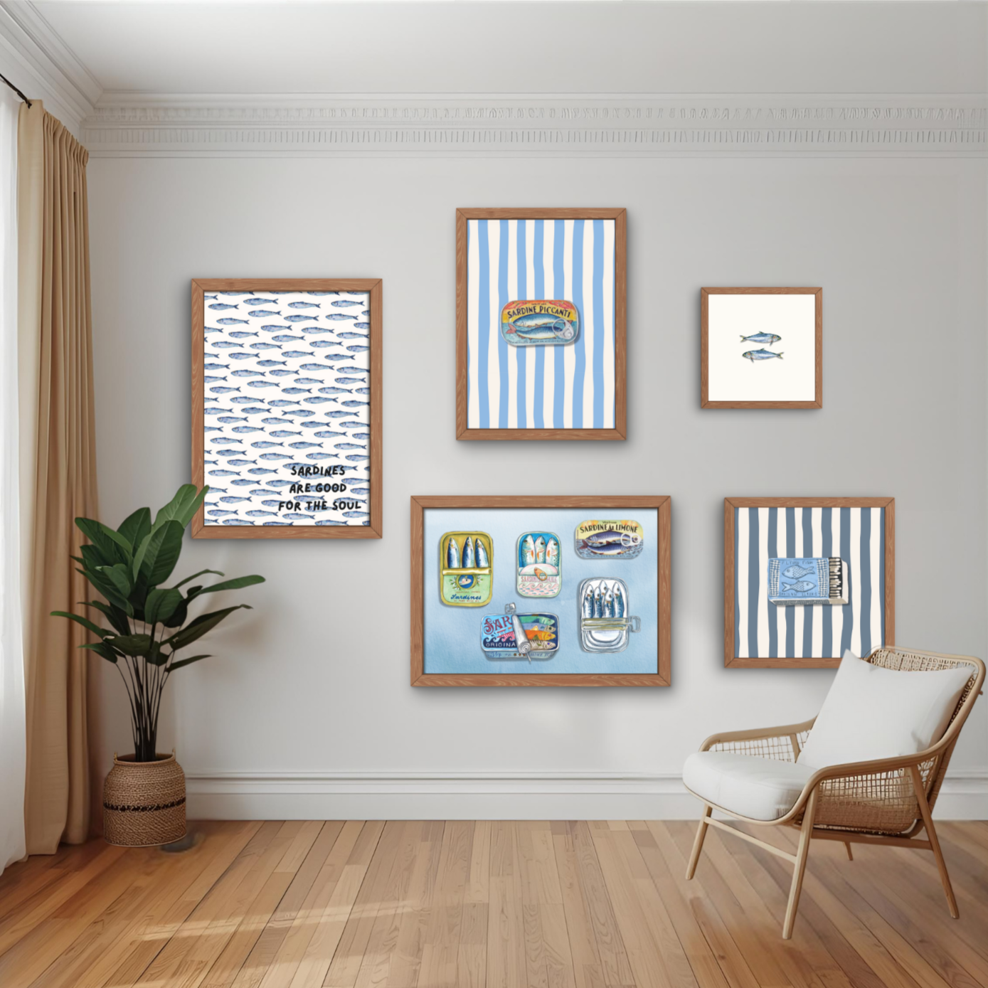 Sardines 5Pc Digital Art Prints