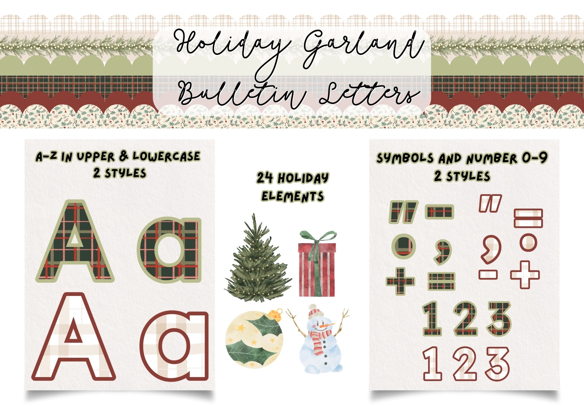 Holiday Garland Bulletin Board Letters