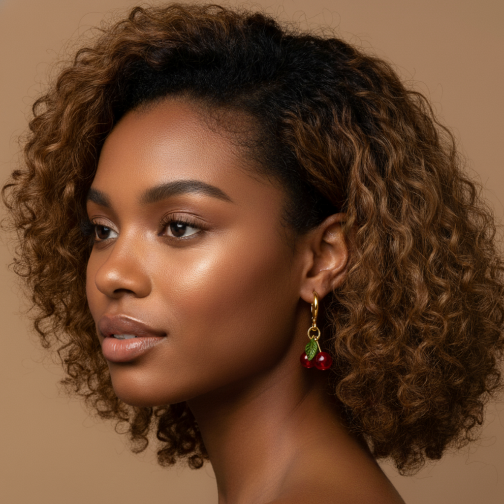 Huggie Cherry Hoop Earrings